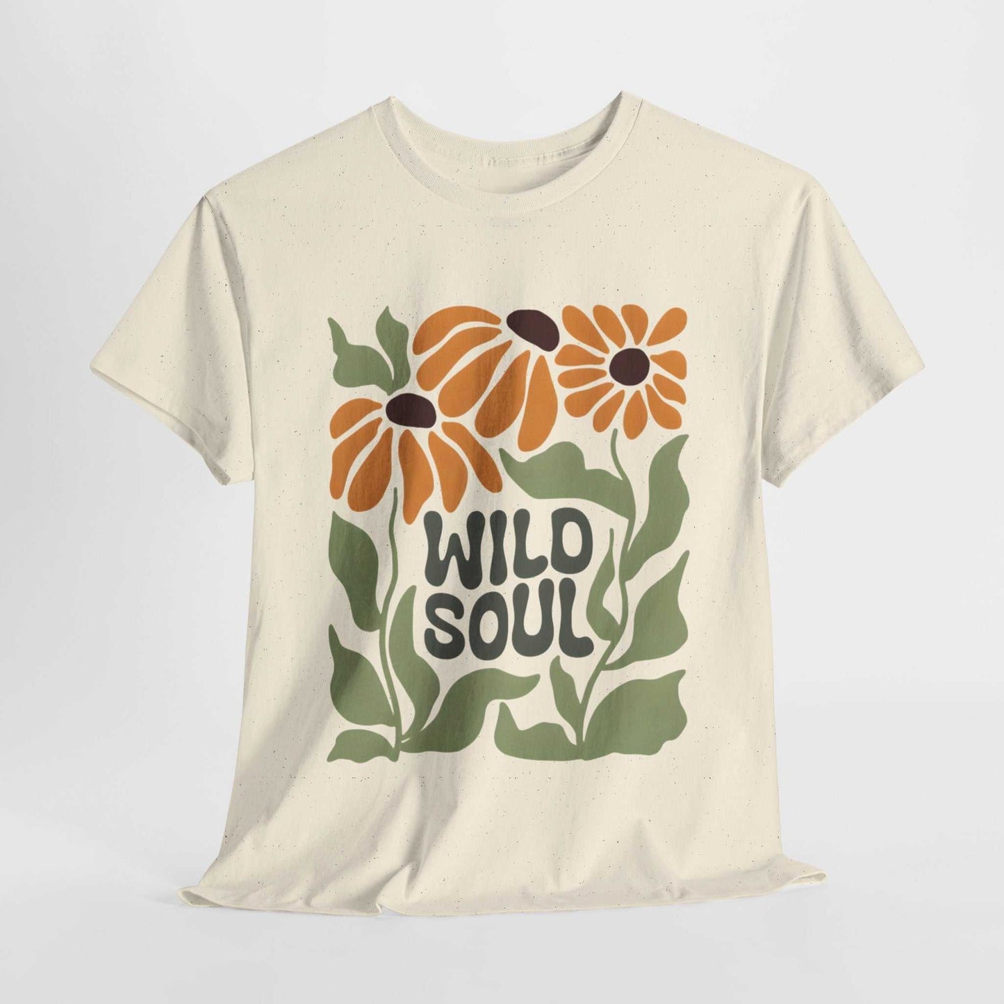 Wild Soul Unisex Heavy Cotton Tee - Nature Inspired Floral T-Shirt