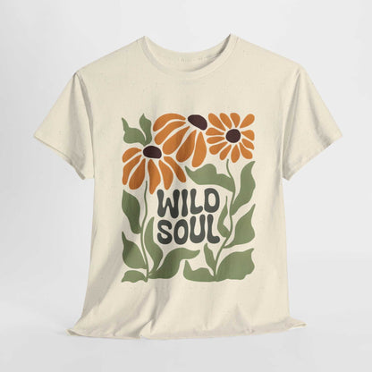 Wild Soul Unisex Heavy Cotton Tee - Nature Inspired Floral T-Shirt