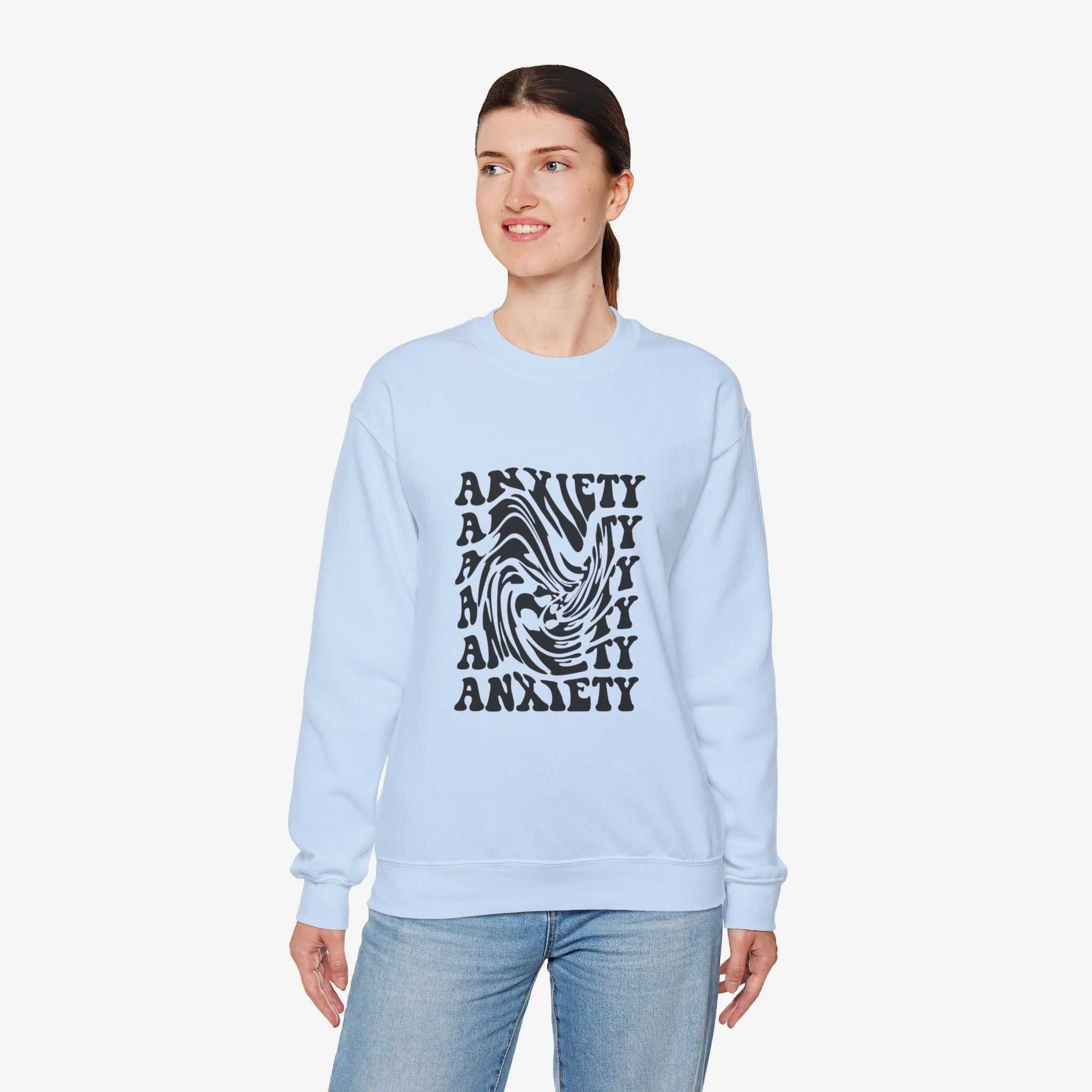 Unisex Anxiety Art Crewneck Sweatshirt - Heavy Blend, Stylish Comfort for Mental Health Awareness