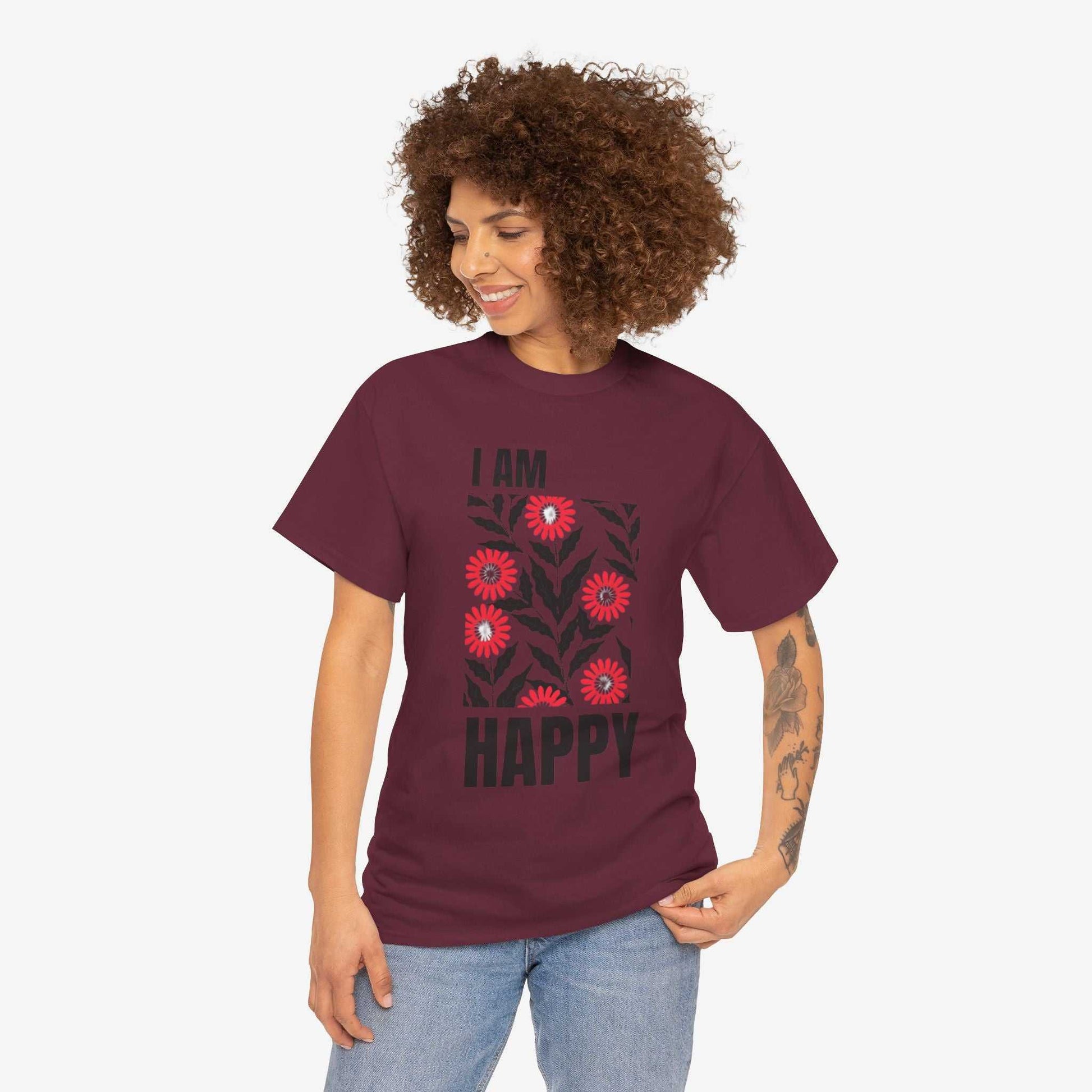 Happy Unisex Tee - I Am Happy Tshirt Design