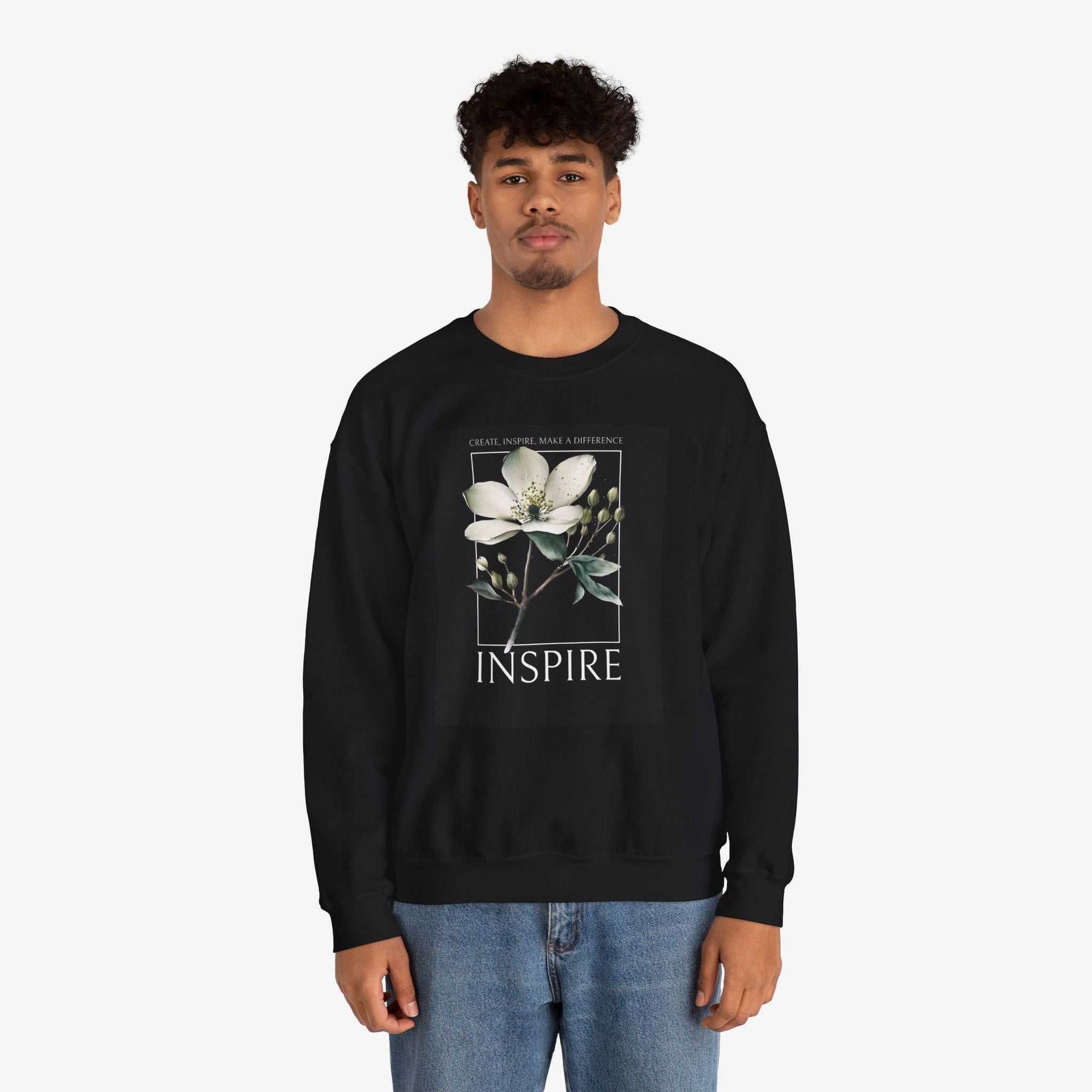 Inspire Crewneck Sweatshirt - Motivational Floral Design