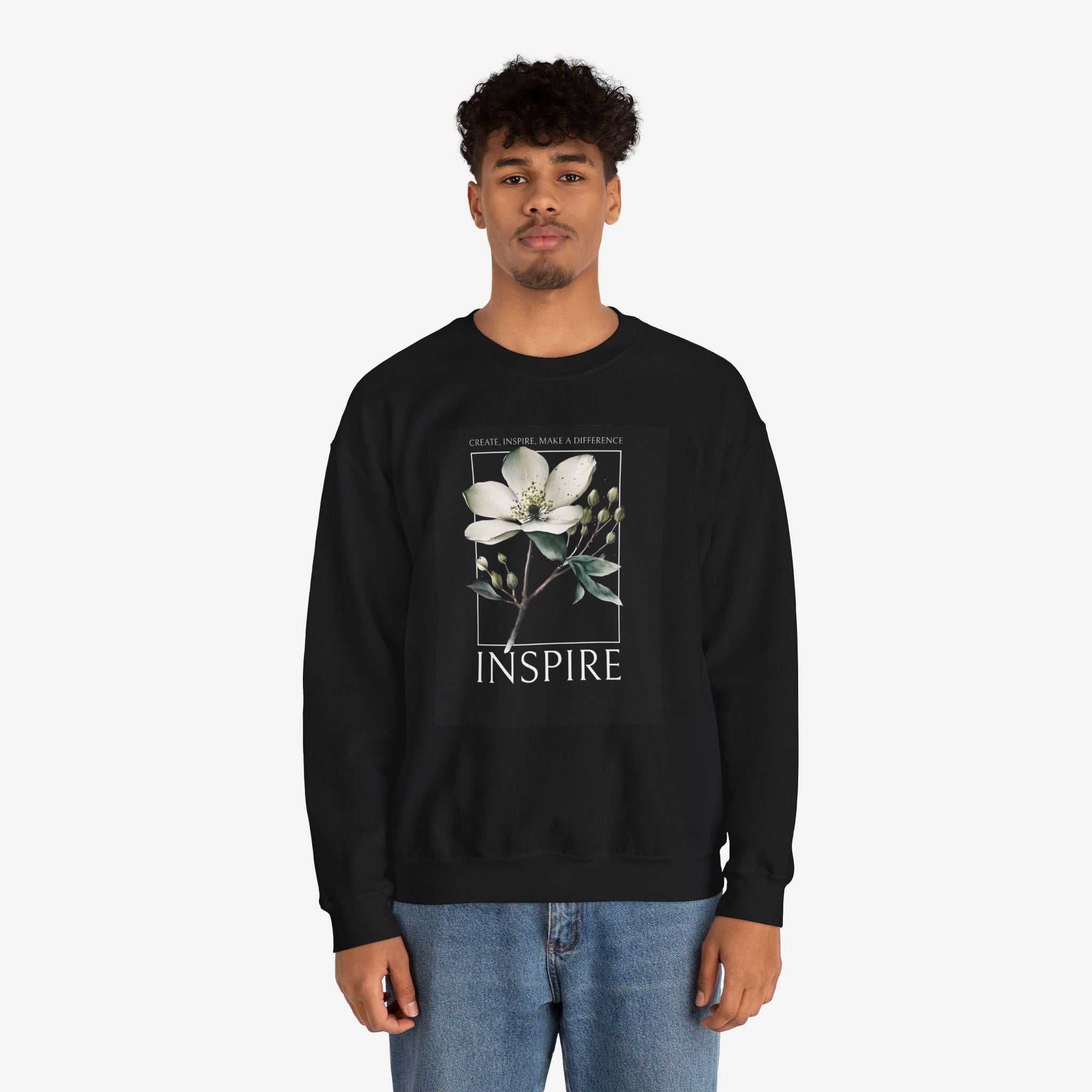 Inspire Crewneck Sweatshirt - Motivational Floral Design
