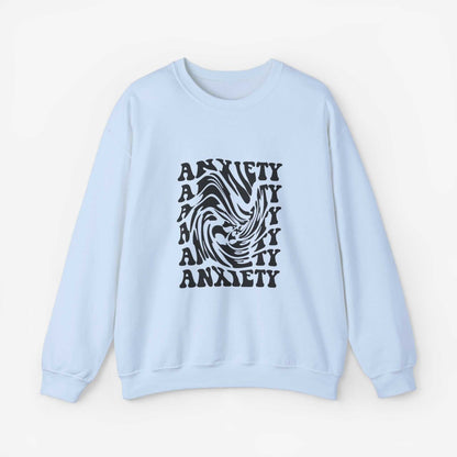 Unisex Anxiety Art Crewneck Sweatshirt - Heavy Blend, Stylish Comfort for Mental Health Awareness