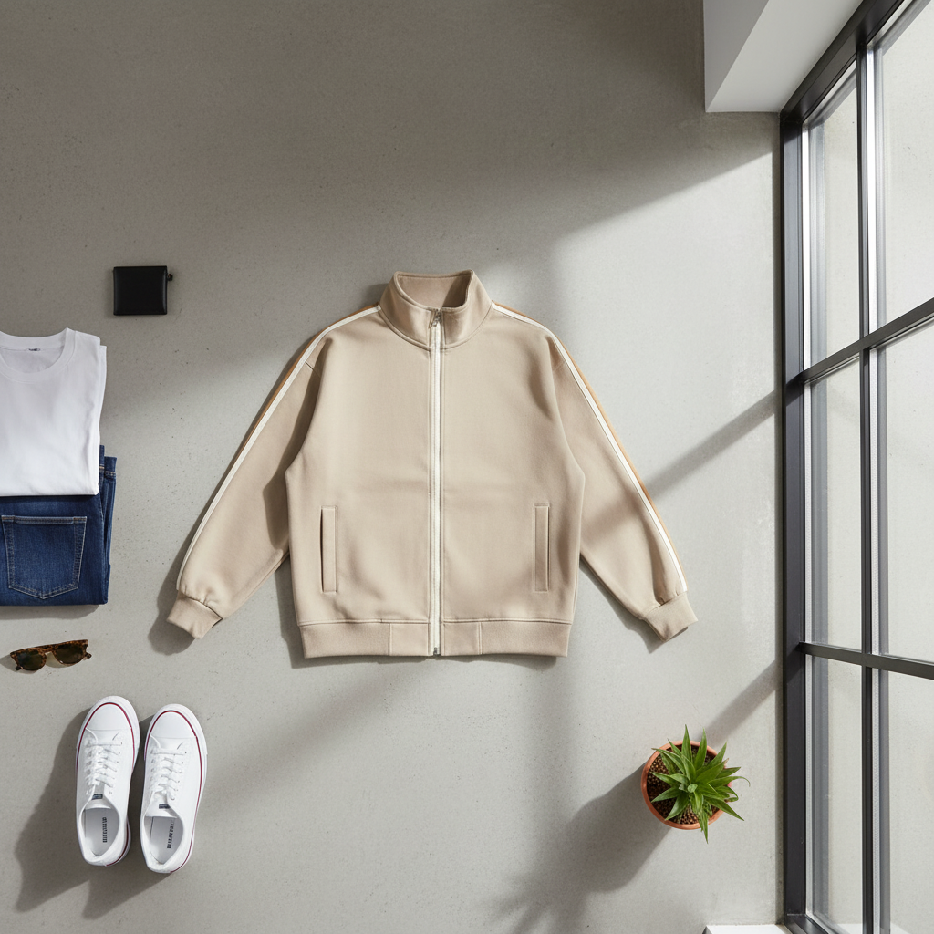 Contrast Side-Stripe Stand Collar  Jacket