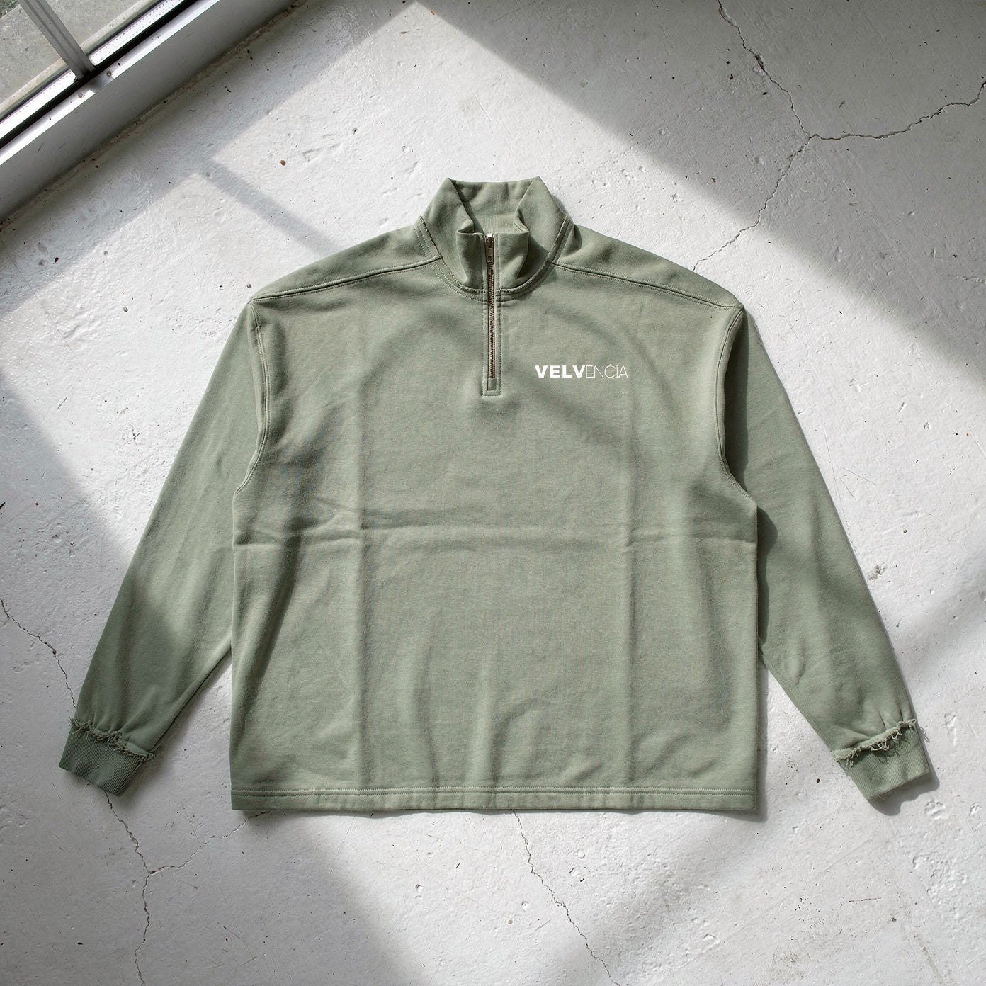 Sun Fade Raw Edge Quarter-Zip Sweatshirt