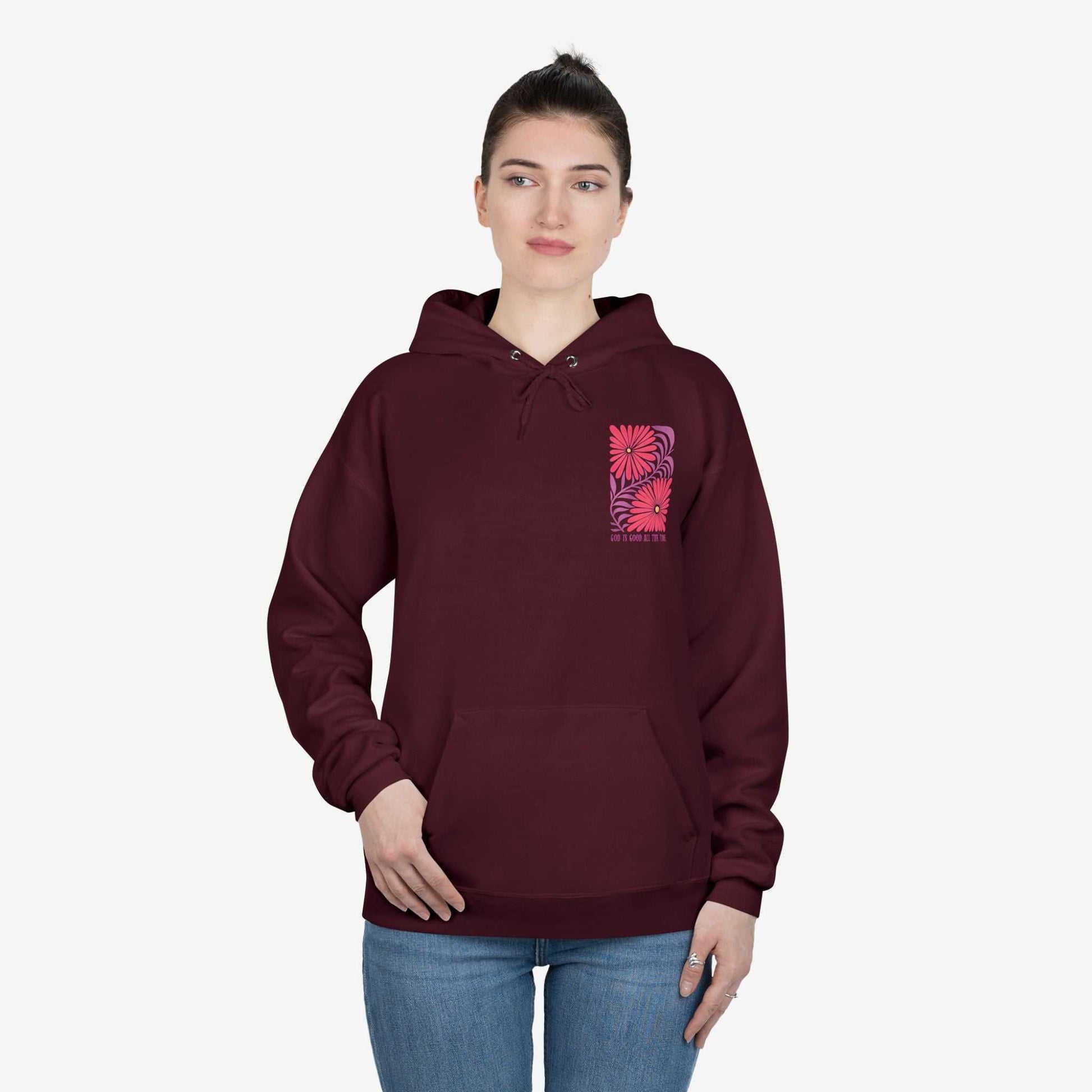 Eco-Friendly Floral God is Good Hoodie - Unisex Pullover Sweatshirt