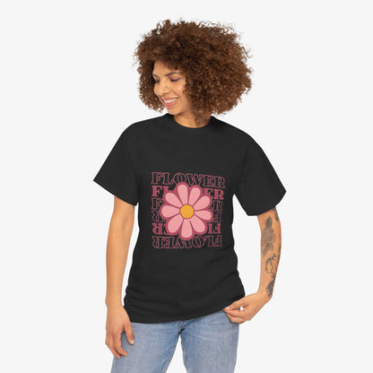 Retro Flower Unisex Heavy Cotton Tee for Nature Lovers