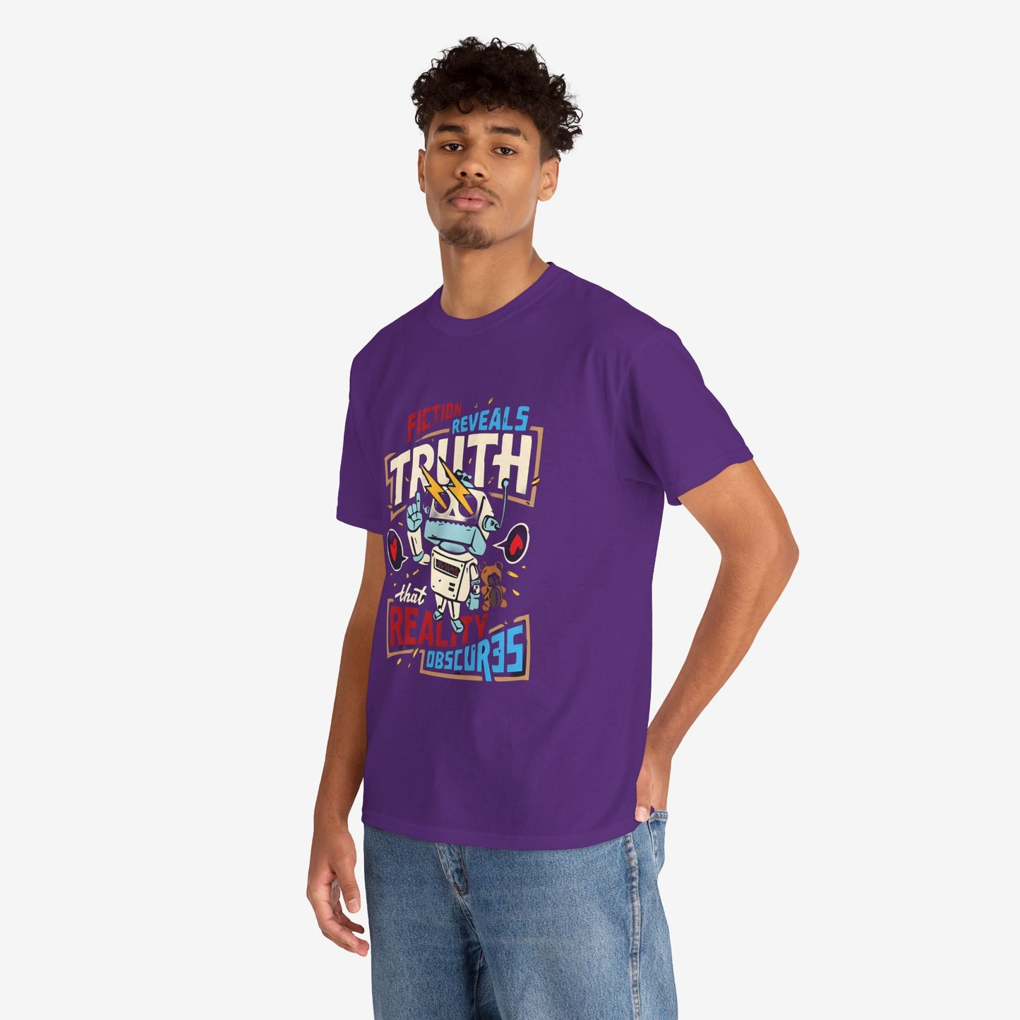 Unisex Heavy Cotton Tee - Fiction Reveals Truth Graphic Shirt