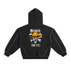 Contrast-Stitched Boxy Fleece Hoodie