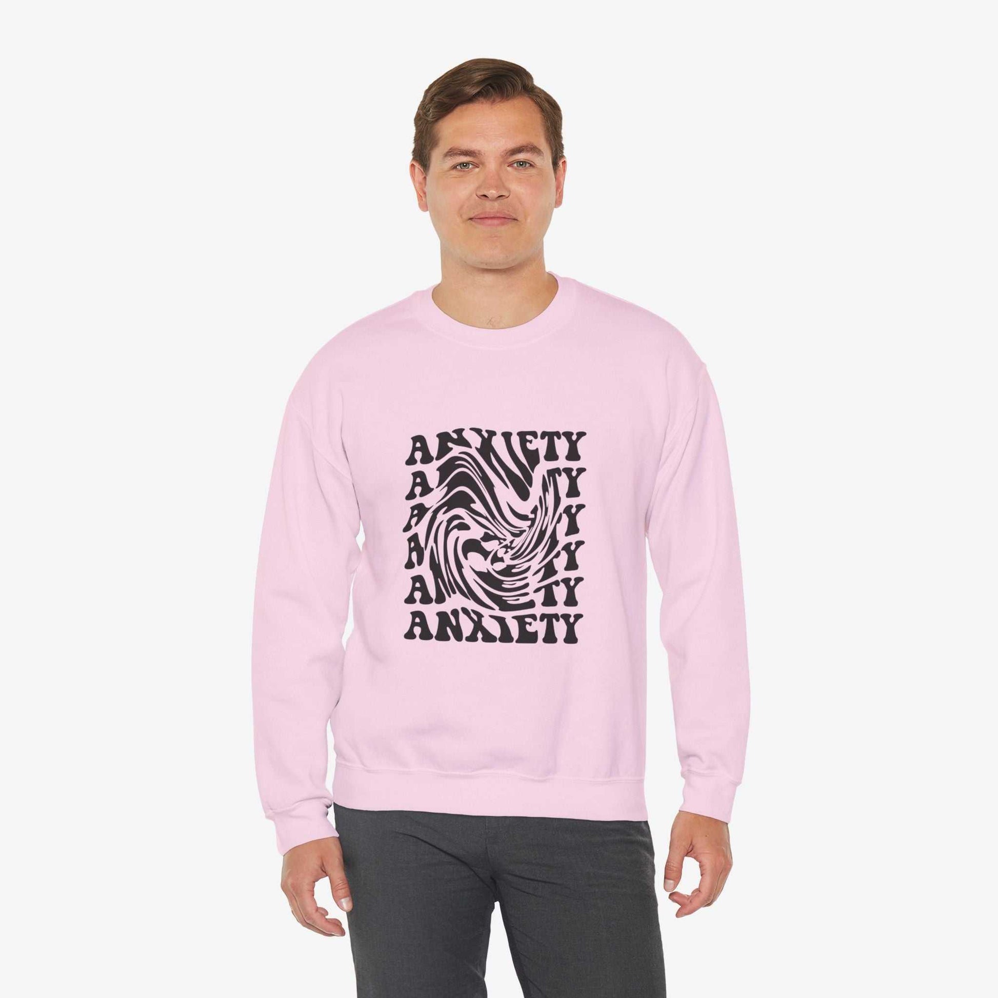 Unisex Anxiety Art Crewneck Sweatshirt - Heavy Blend, Stylish Comfort for Mental Health Awareness