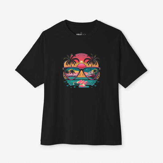 Tropical Sunset Oversized Boxy Tee
