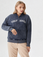 Snow Wash Oversized Zip-Up Hoodie