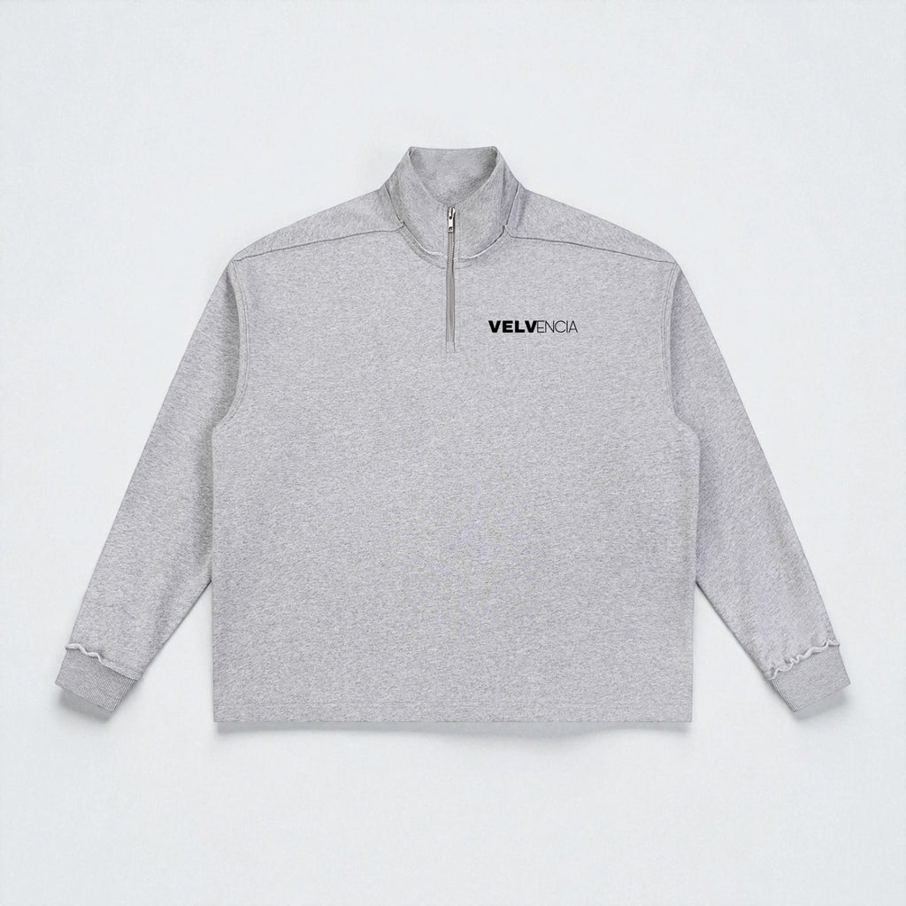 Half-Zip Rolled Edge Fleece Sweatshirt