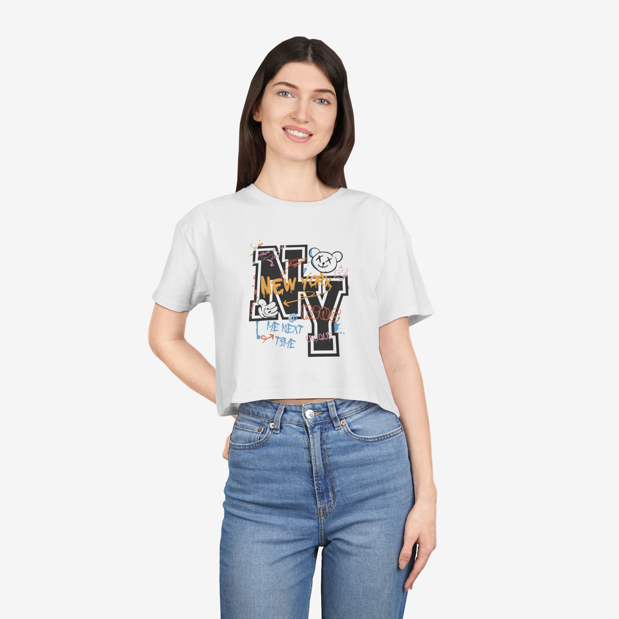 Stylish NY Graphic Women's Crop Tee