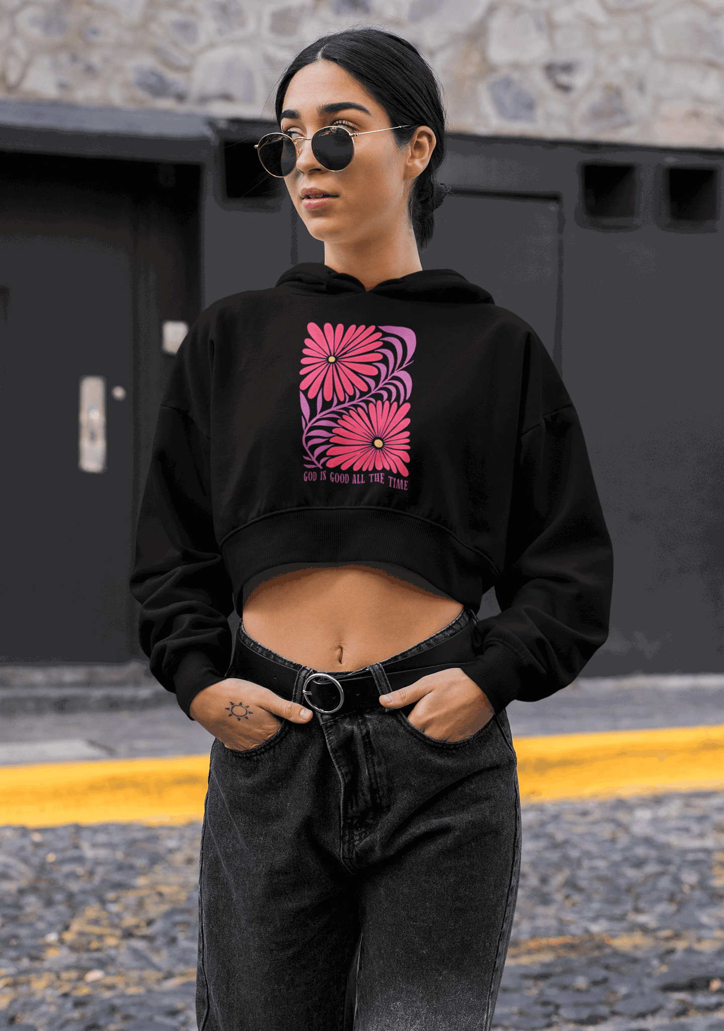 God Is Good All The Time Crop Hoodie