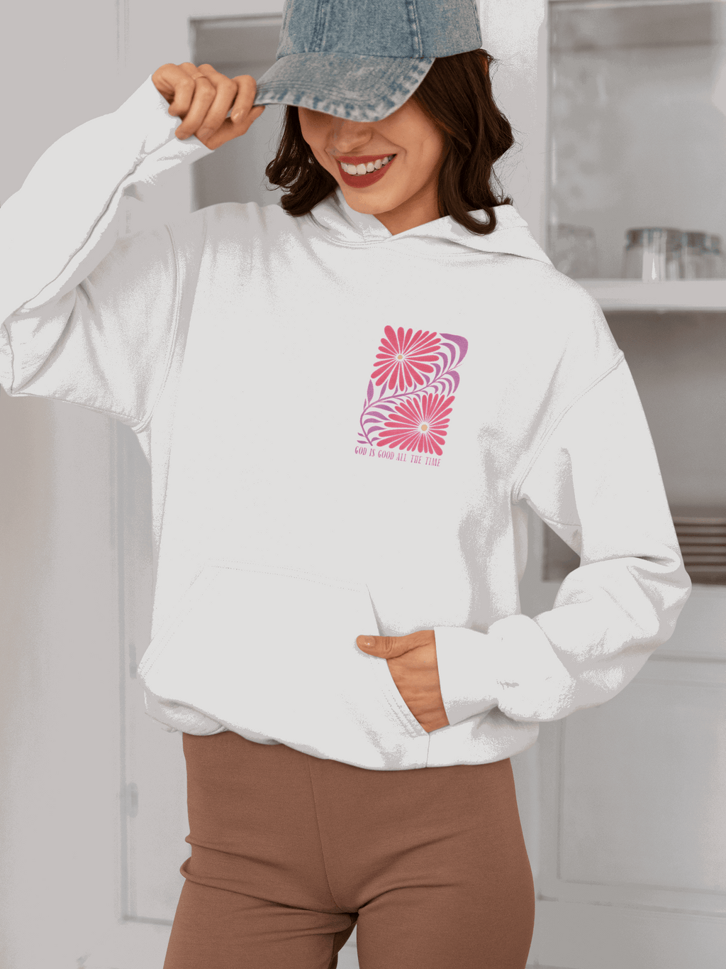 Eco-Friendly Floral God is Good Hoodie - Unisex Pullover Sweatshirt