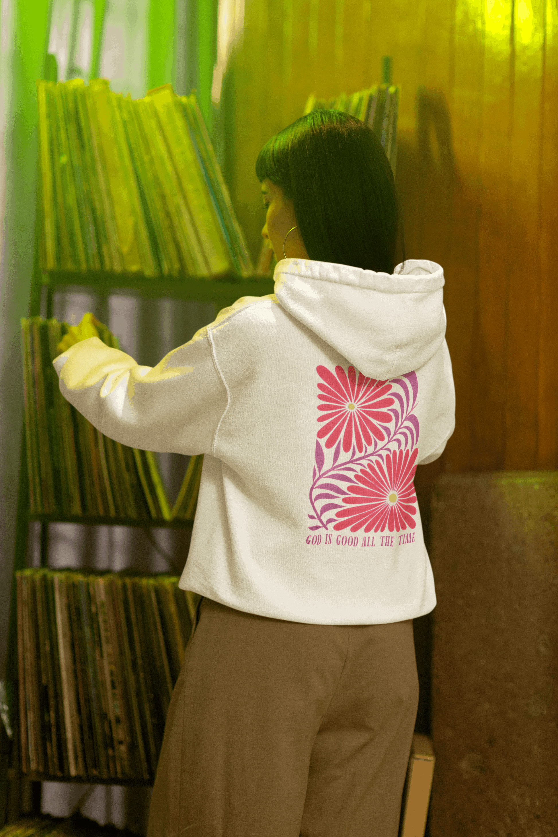 Eco-Friendly Floral God is Good Hoodie - Unisex Pullover Sweatshirt