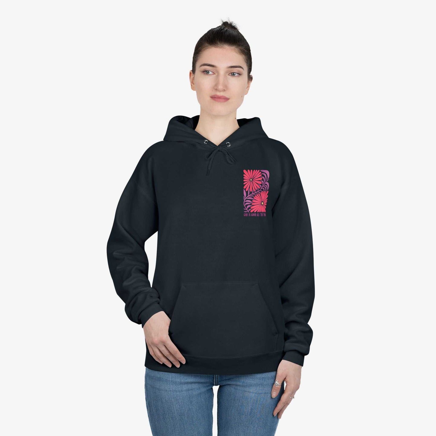 Eco-Friendly Floral God is Good Hoodie - Unisex Pullover Sweatshirt
