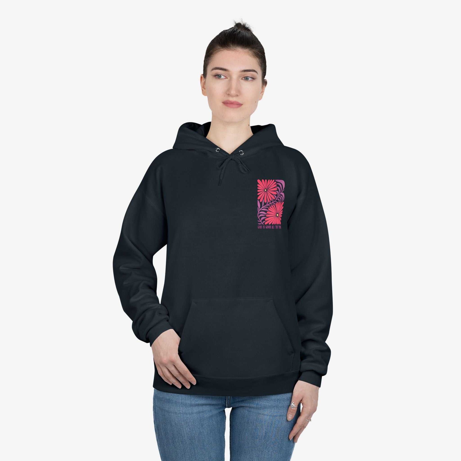 Eco-Friendly Floral God is Good Hoodie - Unisex Pullover Sweatshirt