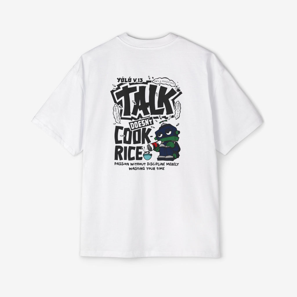 Oversized Graphic Tee - Yolo Talk, Chill Vibes