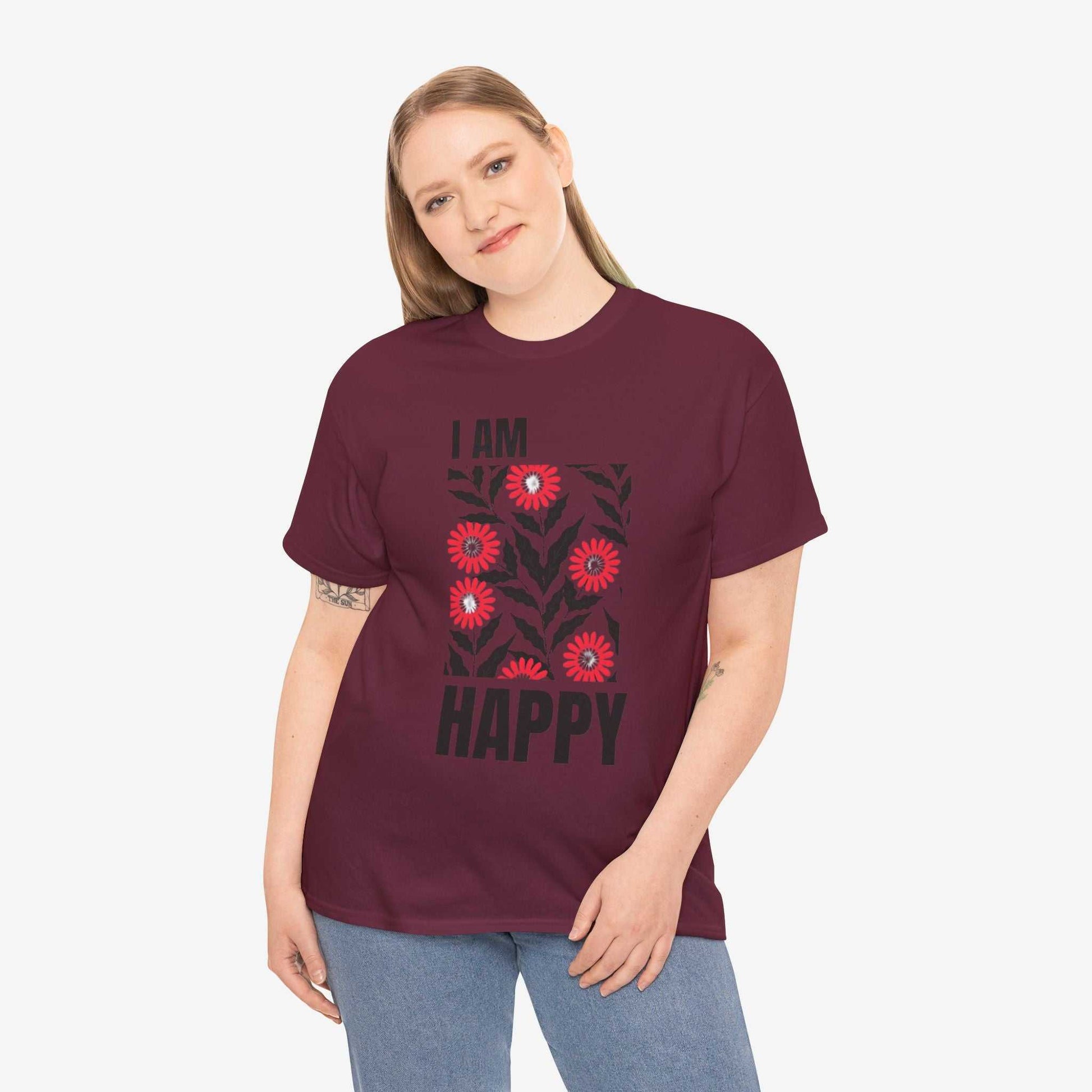 Happy Unisex Tee - I Am Happy Tshirt Design