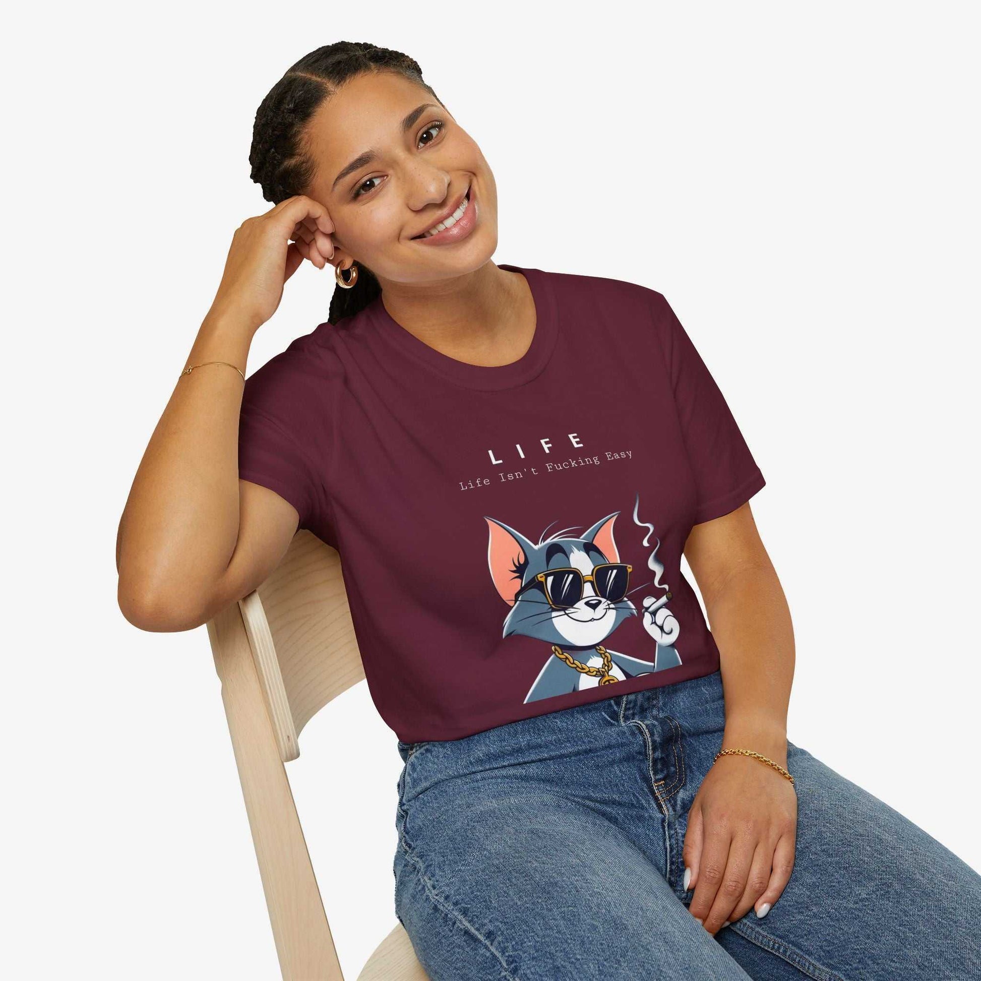 Life Isn't Easy Cat Unisex Softstyle T-Shirt