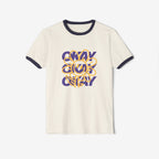Unisex Cotton Ringer T-Shirt - "Okay" Floral Design, Casual Wear