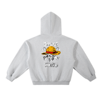 Contrast-Stitched Boxy Fleece Hoodie