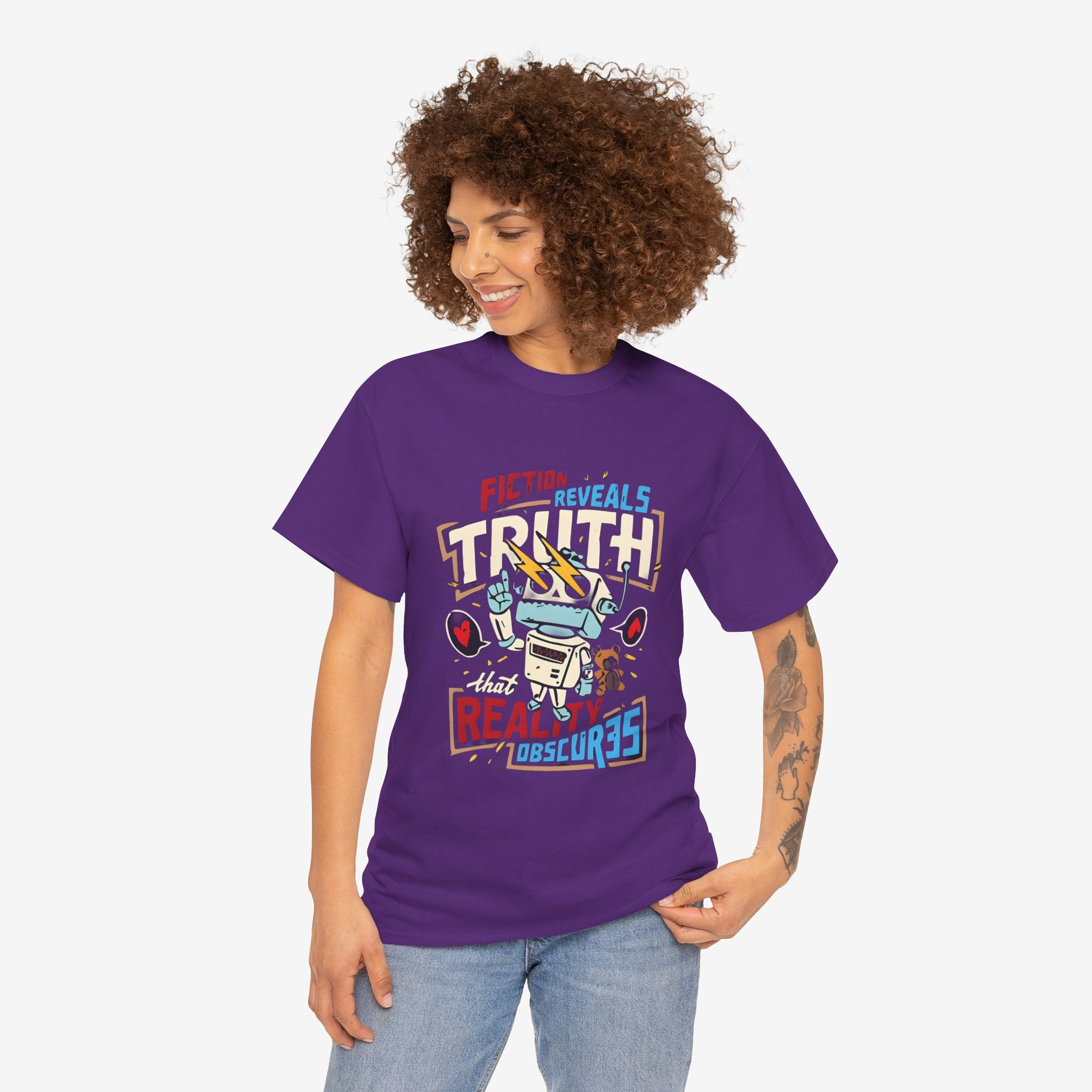 Unisex Heavy Cotton Tee - Fiction Reveals Truth Graphic Shirt