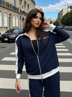 Contrast Trim Stand Collar Jacket