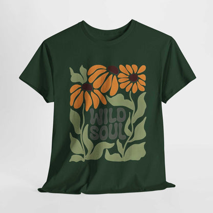 Wild Soul Unisex Heavy Cotton Tee - Nature Inspired Floral T-Shirt
