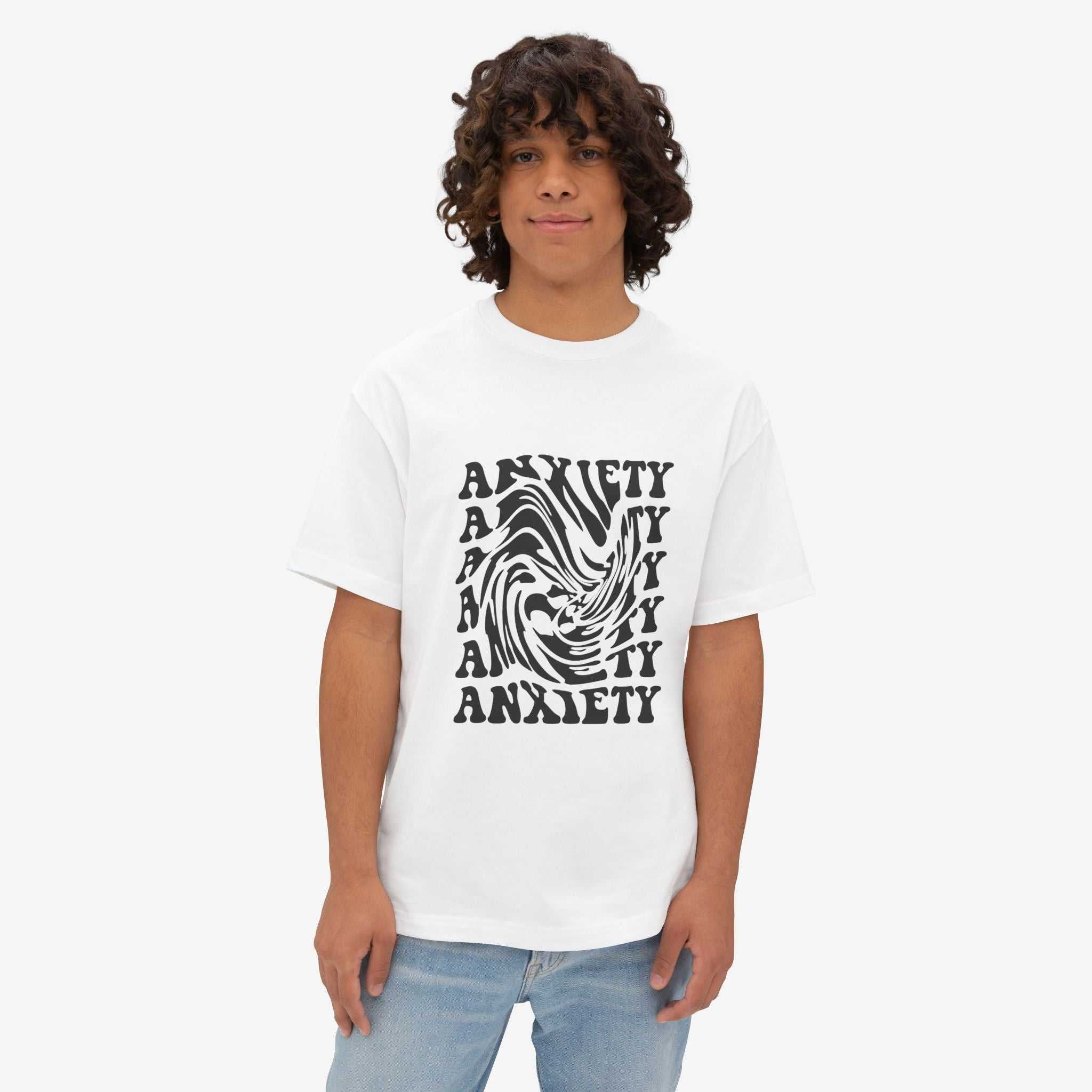 Unisex Oversized Tee - 'Anxiety' Graphic Shirt for Comfort and Expression