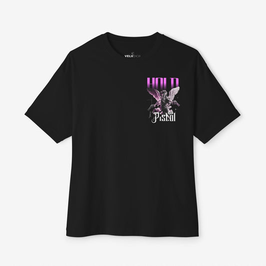 Oversized Tee - "Hold Pistol" Graphic T-Shirt