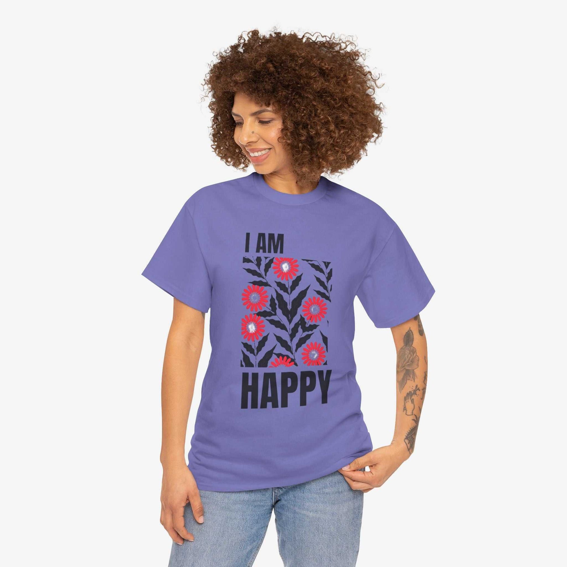 Happy Unisex Tee - I Am Happy Tshirt Design