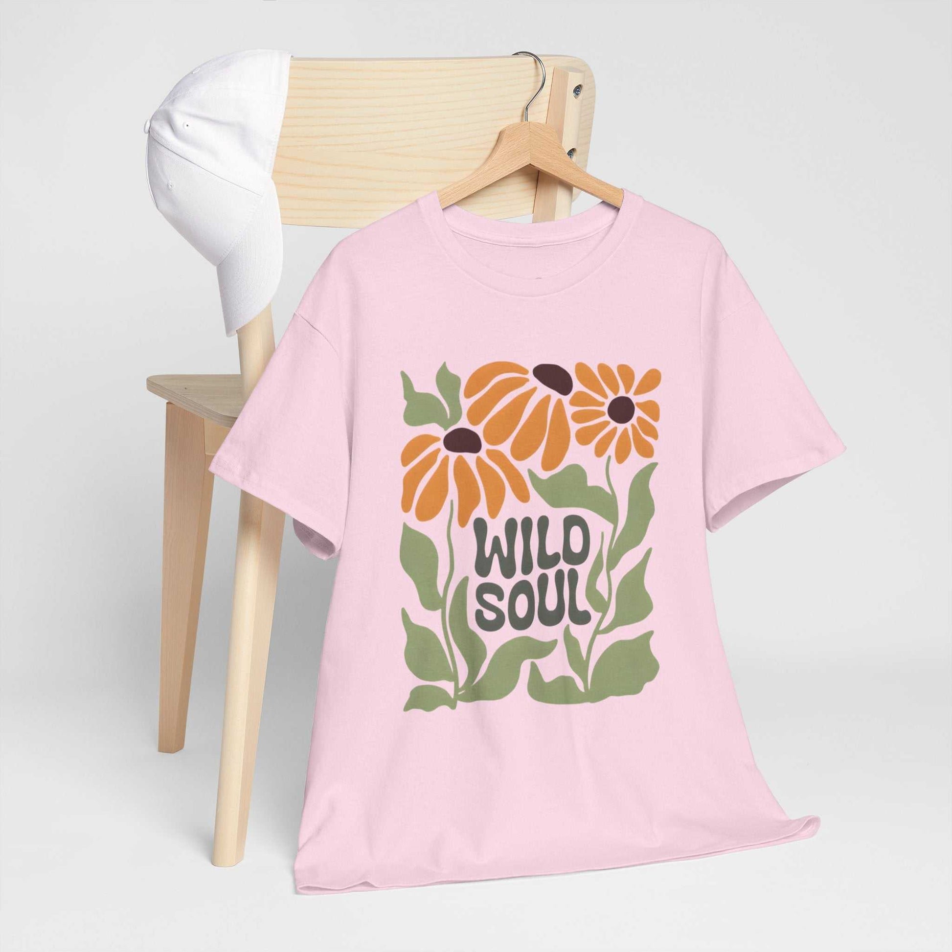 Wild Soul Unisex Heavy Cotton Tee - Nature Inspired Floral T-Shirt
