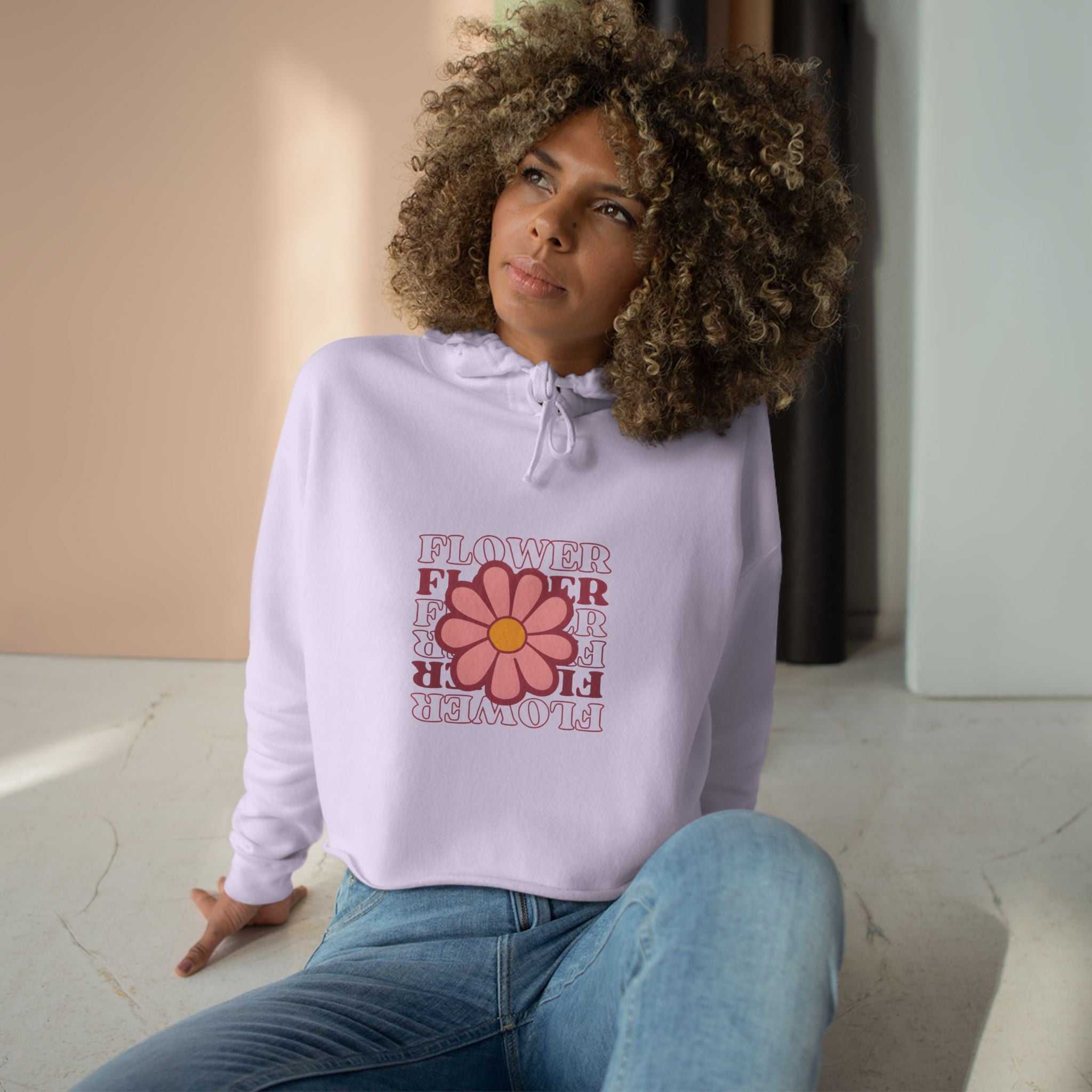 Flower Power Crop Hoodie - Trendy White Hoodie with Floral Design