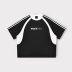Contrast Stripes Panel Mesh T-shirt