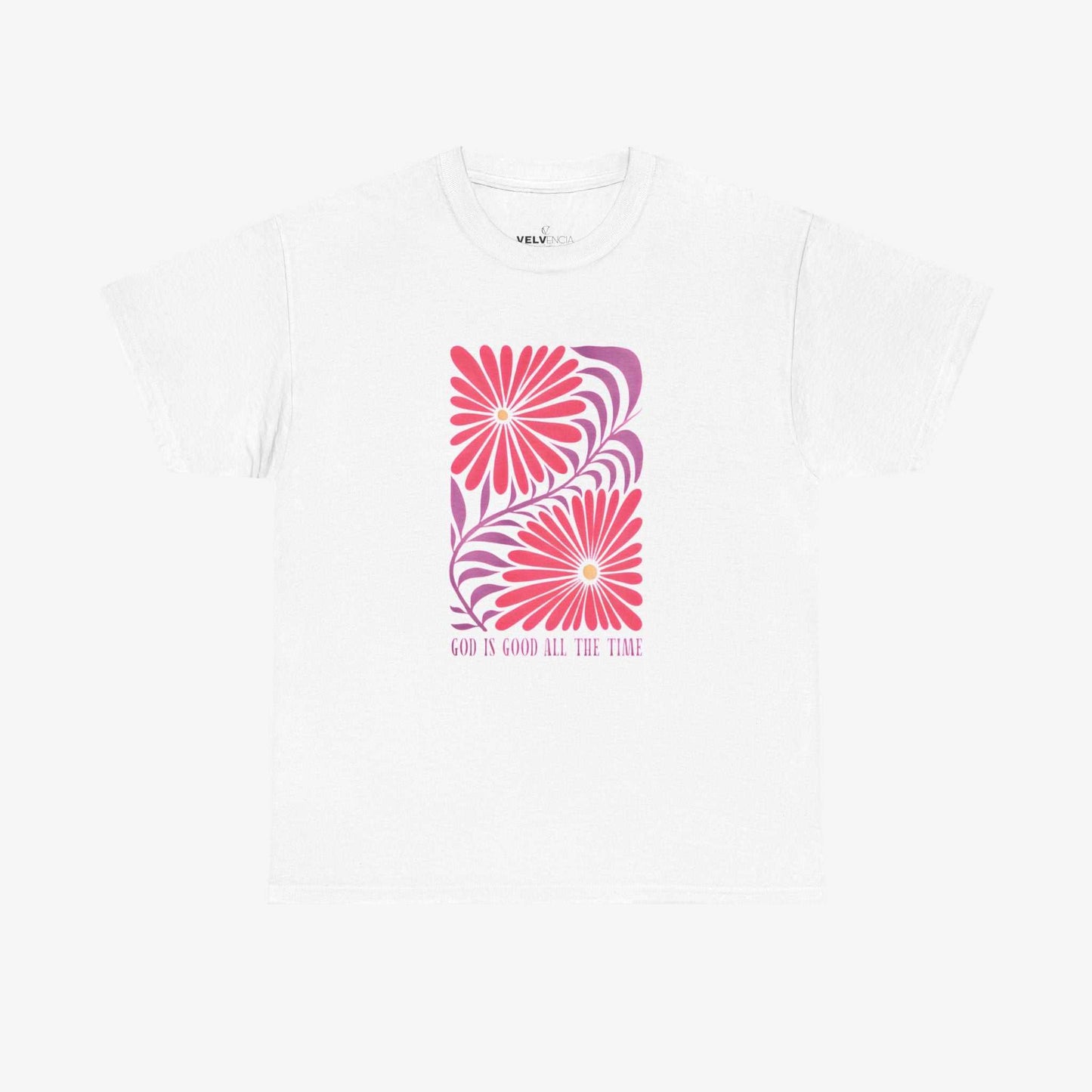 God is Good Heavy Cotton Tee - Inspirational Floral Design for Everyday Wear