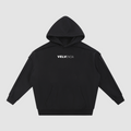 Black hoodie with 'VELVENIA' logo on a white background