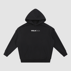 Black hoodie with 'VELVENIA' logo on a white background