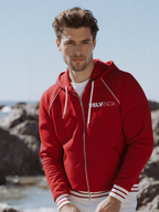 Striped Trim Zip-Up Hoodie