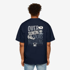 Men's Heavy Oversized Tee - "Overthinking Solves Nothing" Graphic Shirt