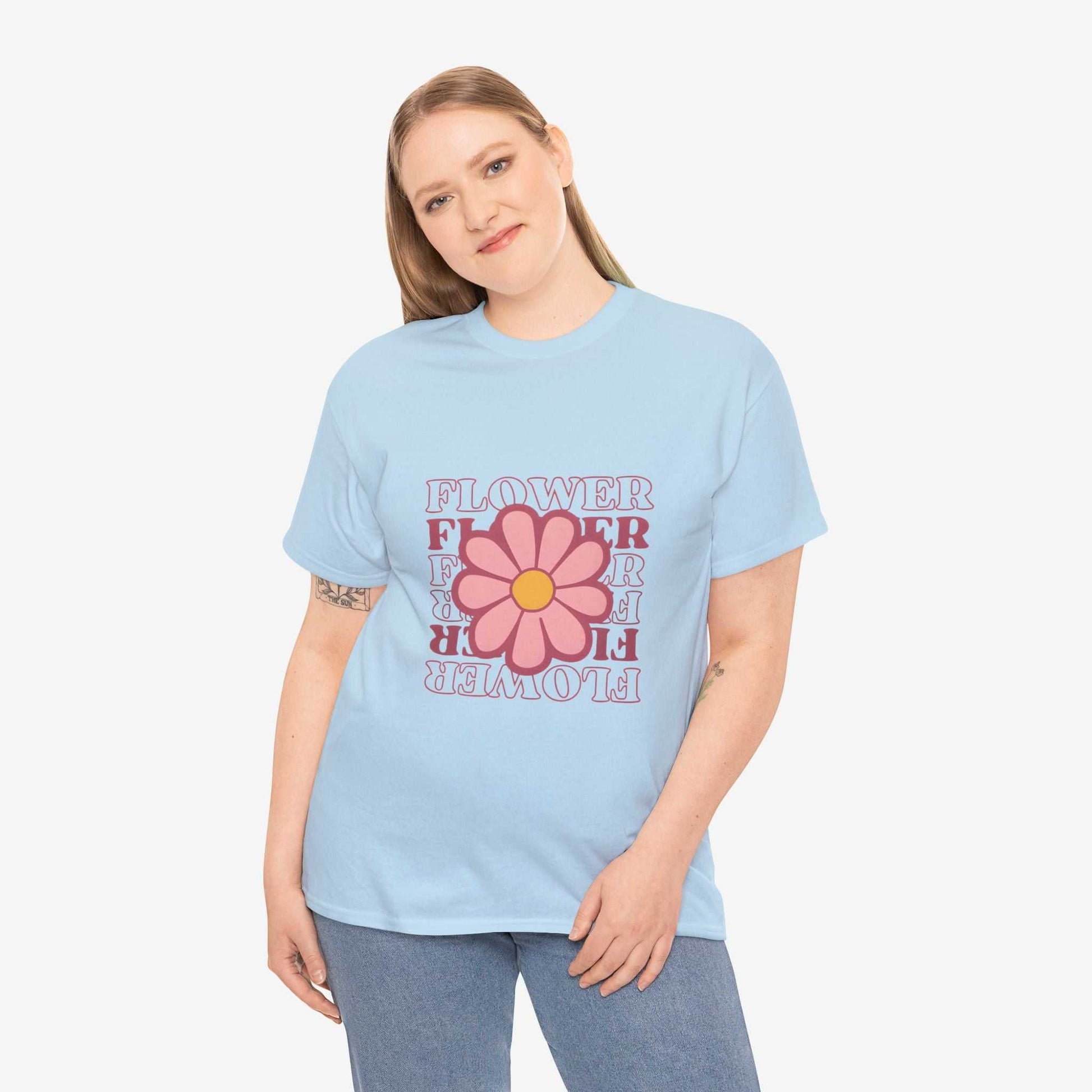 Retro Flower Unisex Heavy Cotton Tee for Nature Lovers