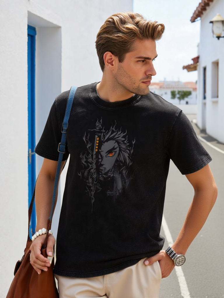 Demon Slayer Snow Washed Oversized Cotton T-Shirt