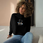 Cute Bear Graphic Black Crop Hoodie for Cozy Casual Style