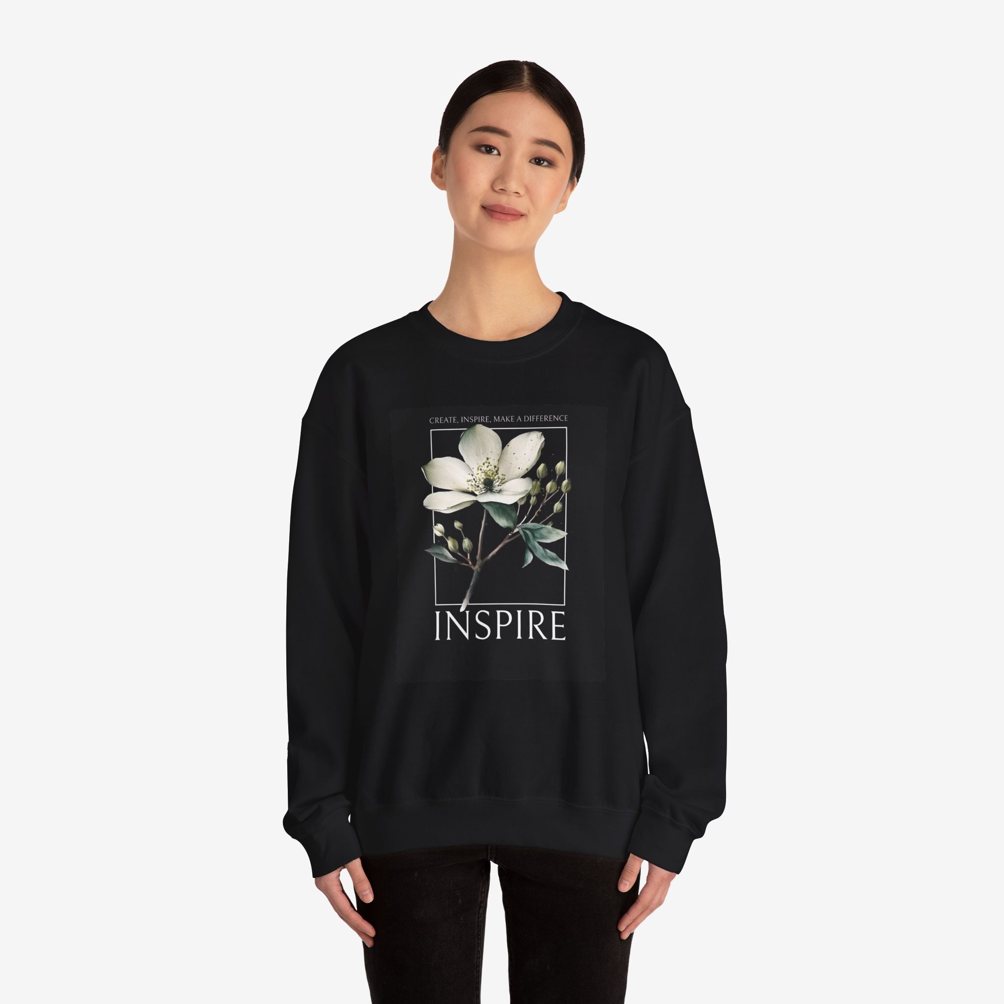 Inspire Crewneck Sweatshirt - Motivational Floral Design