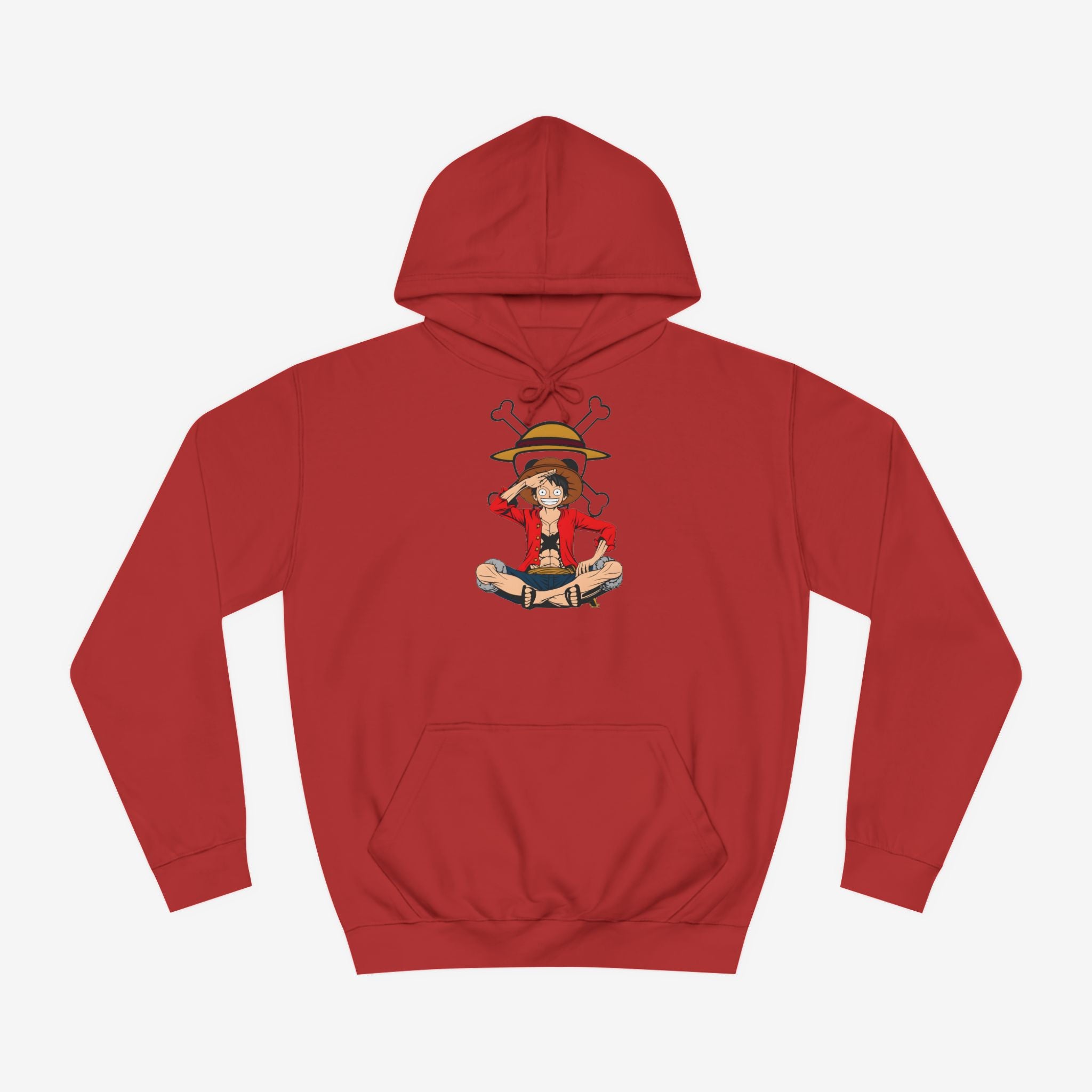 Luffy Custom Hoodie Fire Red XS 