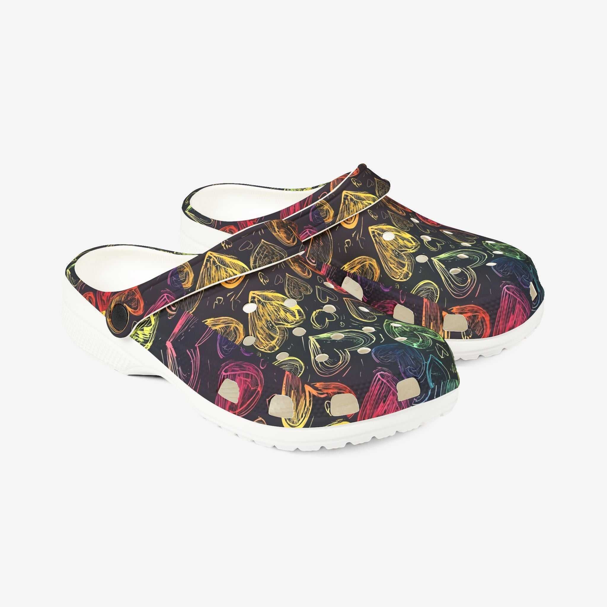 Colorful Hearts EVA Foam Rubber Shoes | Comfortable Summer Clogs