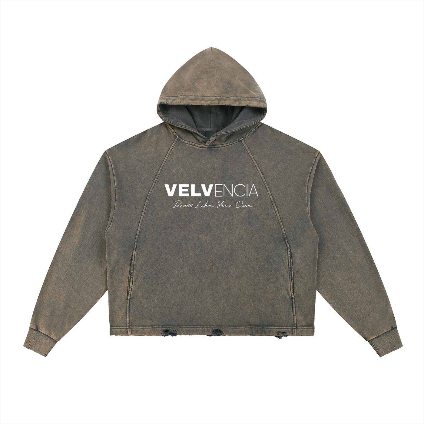 Vintage Washed Frayed-Hem Hoodie