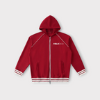 Striped Trim Zip-Up Hoodie